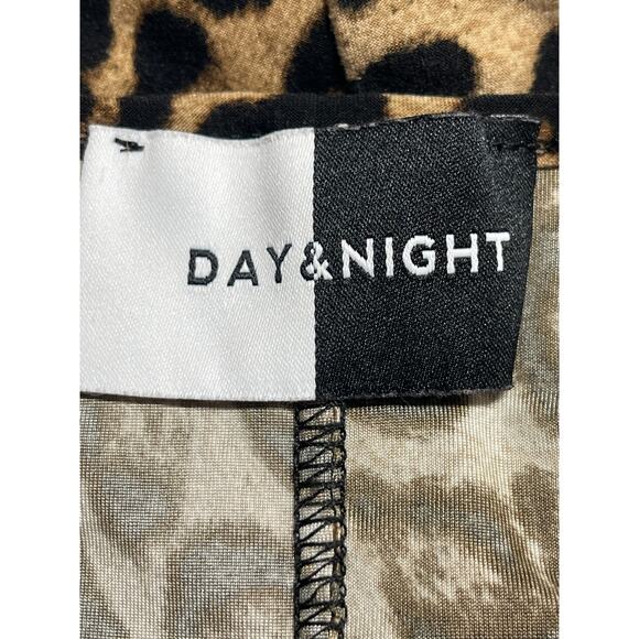 Day & Night Beige Black Leopard Long Sleeve Ring Plunge Bodysuit Top Size S - Picture 3 of 4